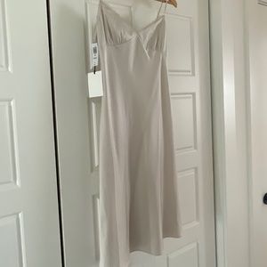 Aritzia Rae satin dress size small matte pearl